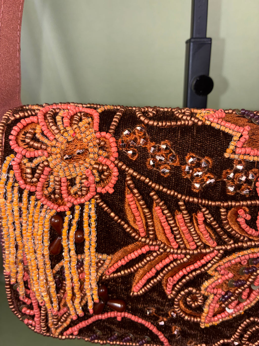 Suede & Beaded Fringe Shoulder Bag