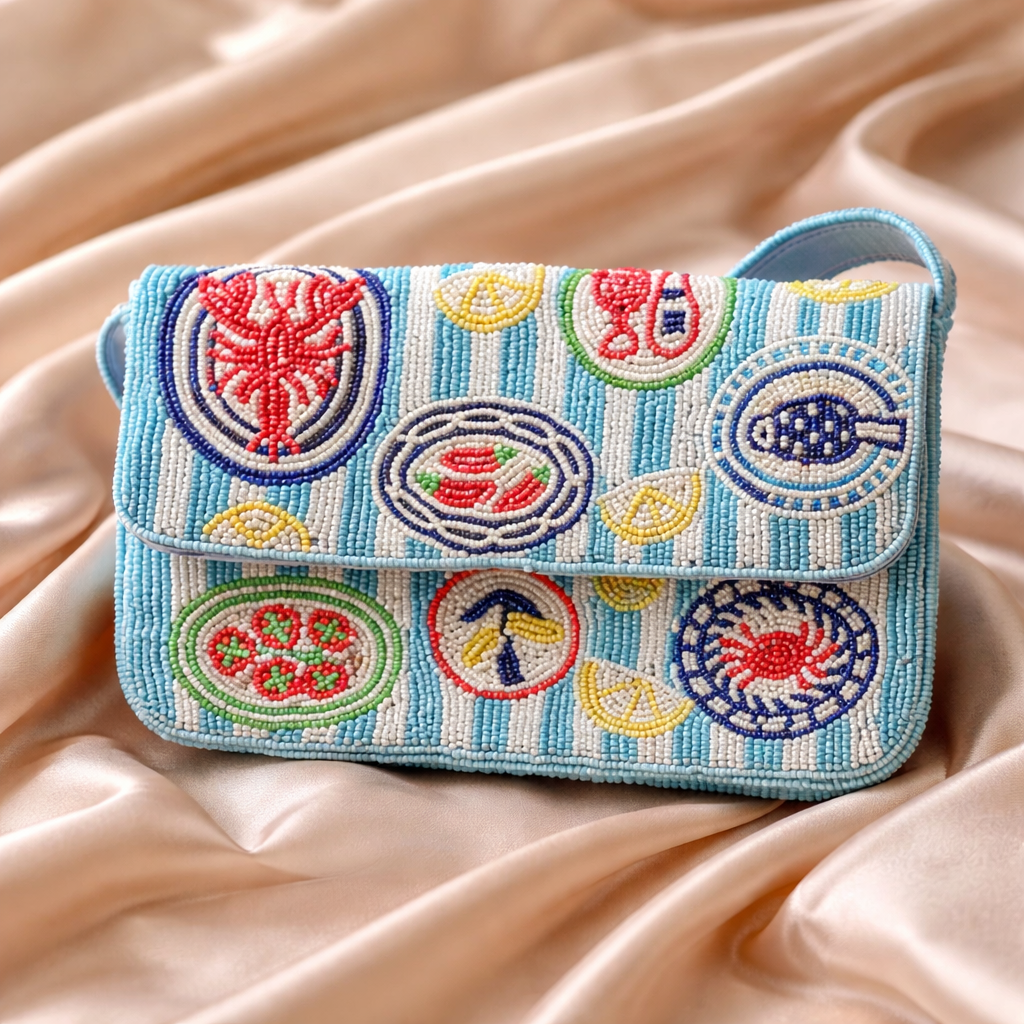 Coastal Chic Beaded Shoulder Bag 🦀 Amalfi Coast aesthetic