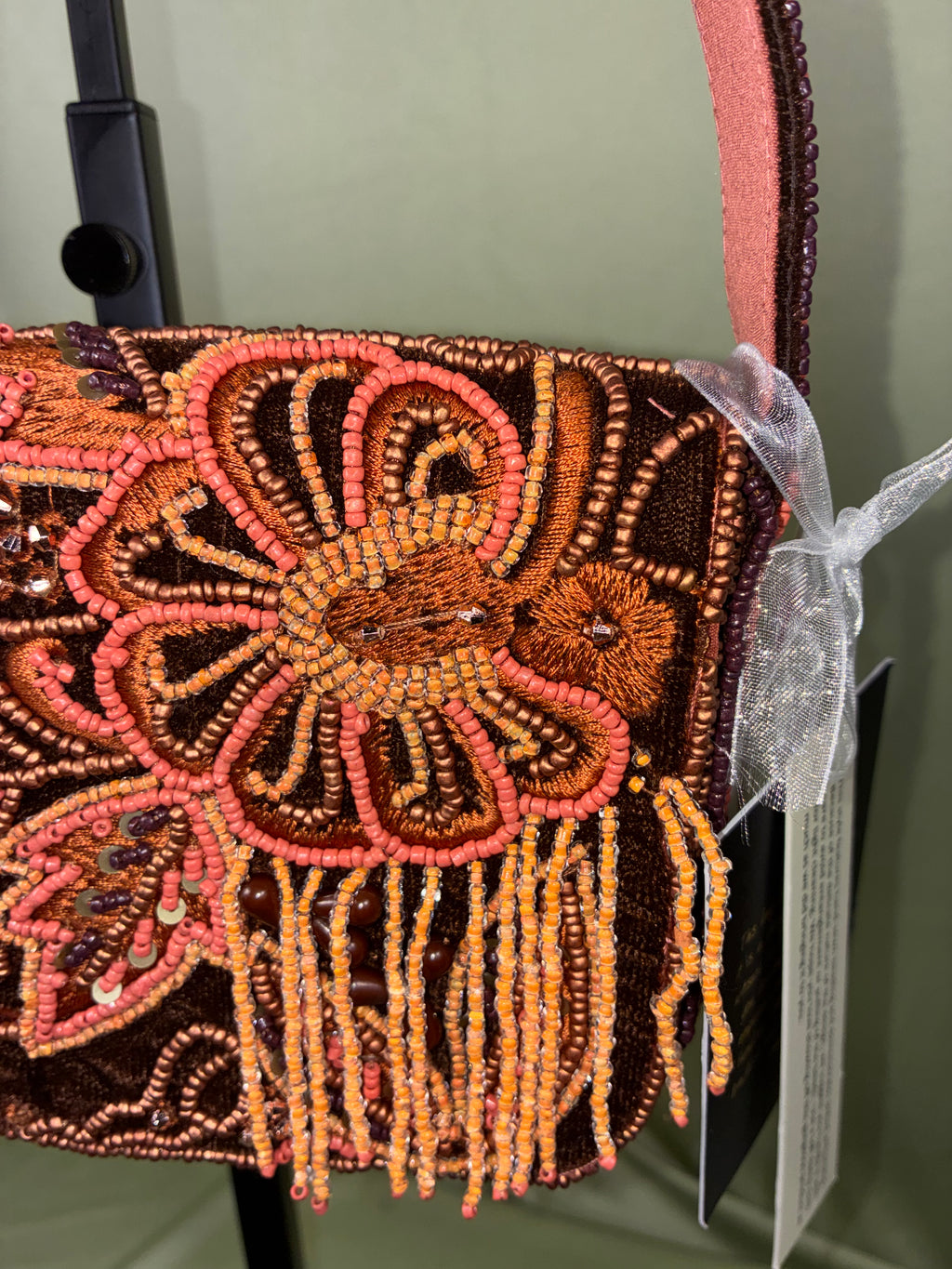 Suede & Beaded Fringe Shoulder Bag