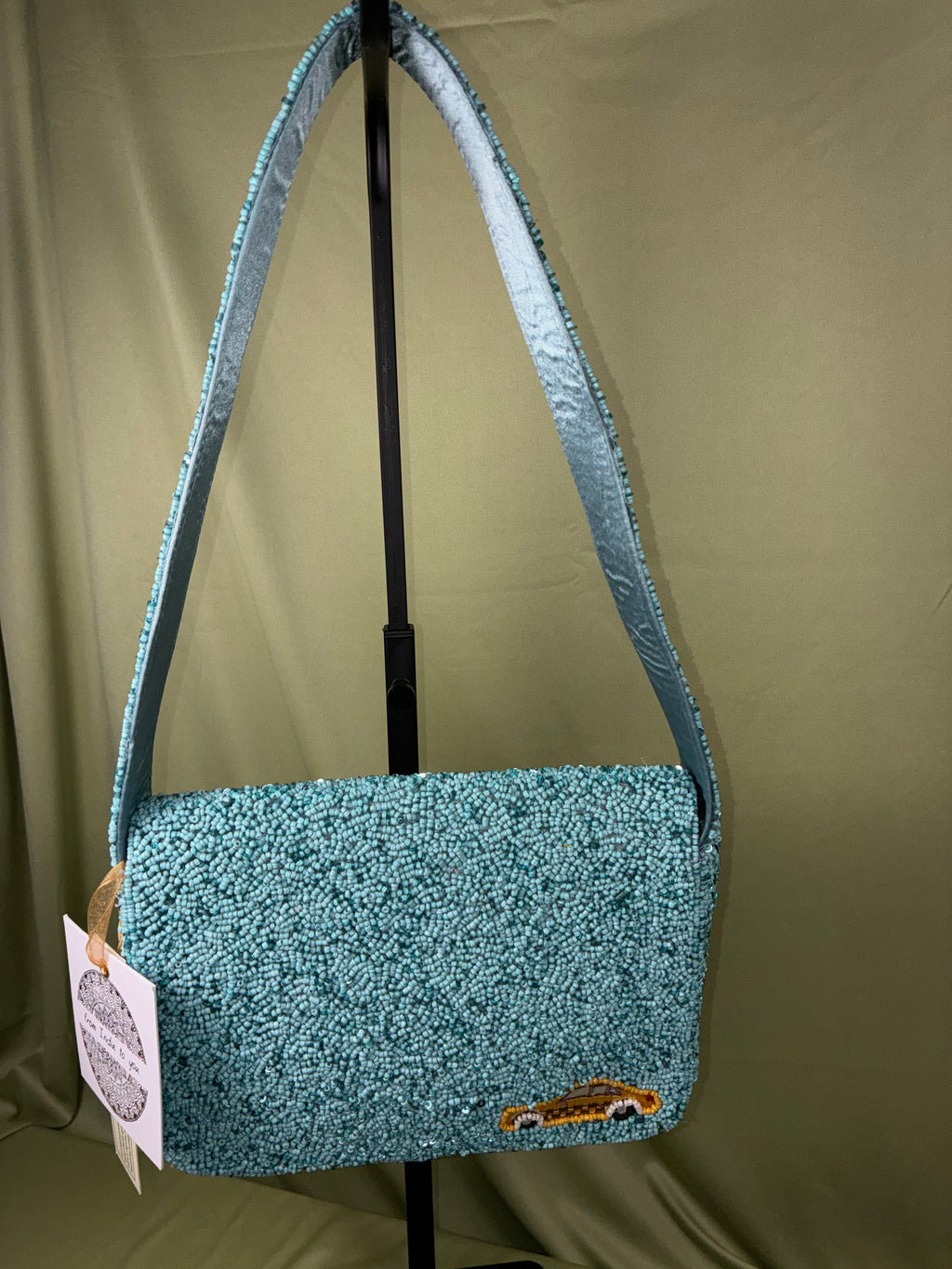 Beaded NYC Cityscape Shoulder Bag
