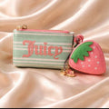 Juicy Couture Strawberry Charm Card Holder Wallet | Y2K Pastel Pink & Mint Coin Purse