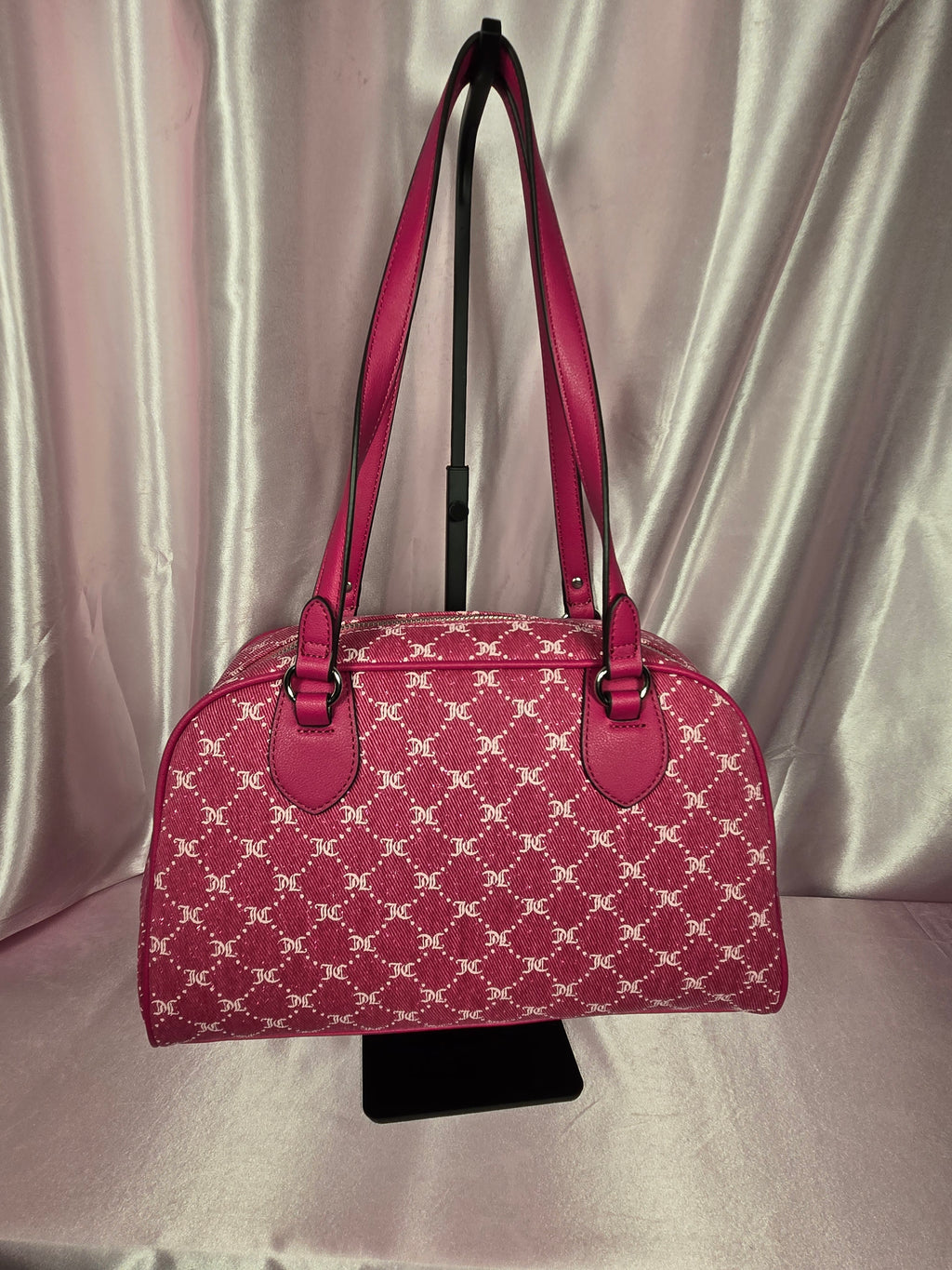 Juicy Couture She's The Moment Satchel Raspberry Tart Pink Monogram Bow Bag Y2K