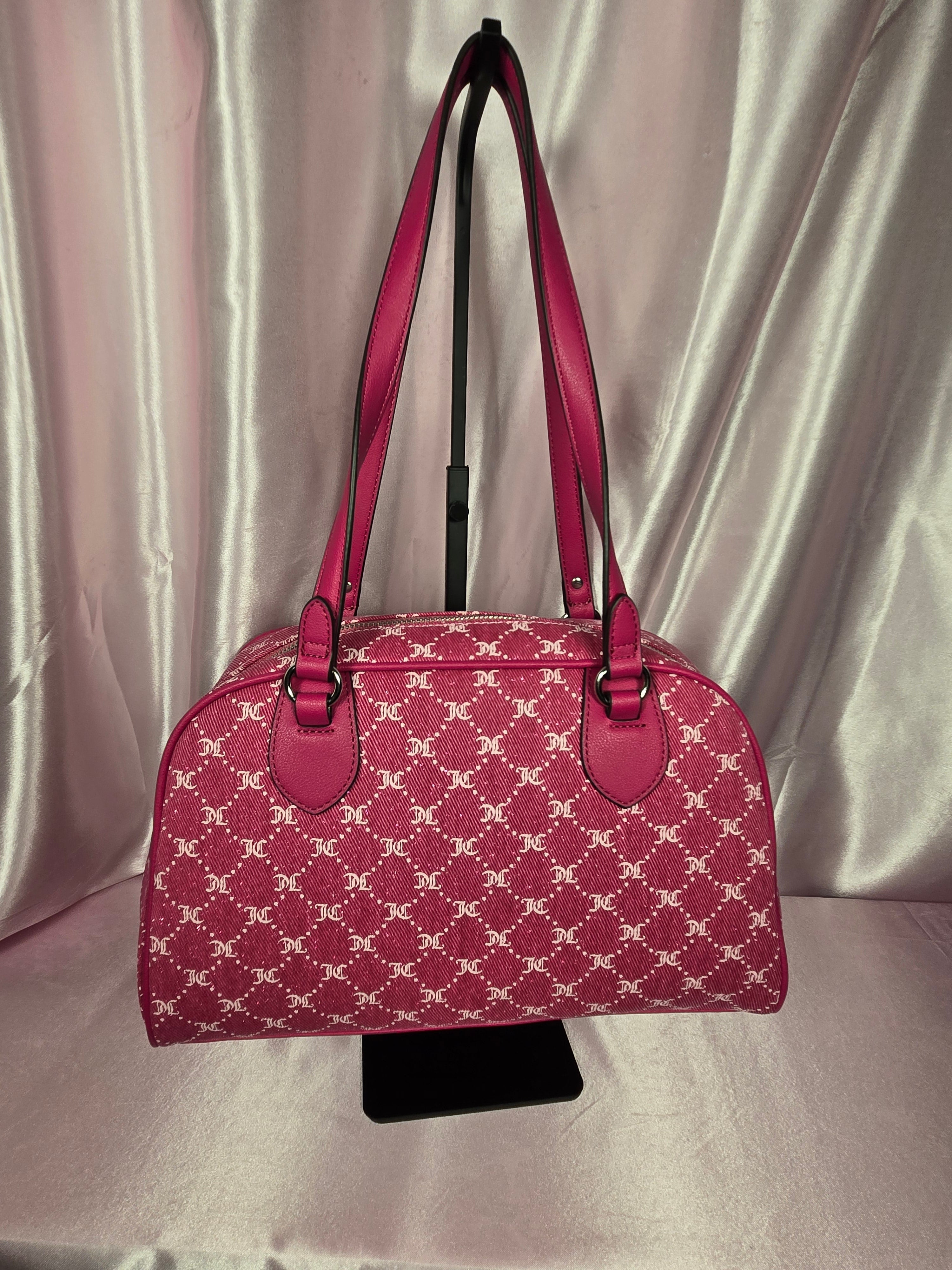 Juicy Couture She's The Moment Satchel Raspberry Tart Pink Monogram Bow Bag Y2K