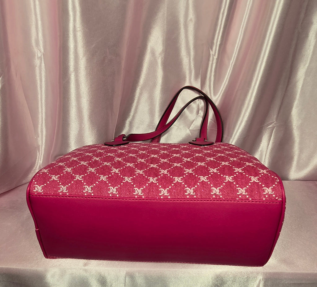 Juicy Couture She's The Moment Satchel Raspberry Tart Pink Monogram Bow Bag Y2K