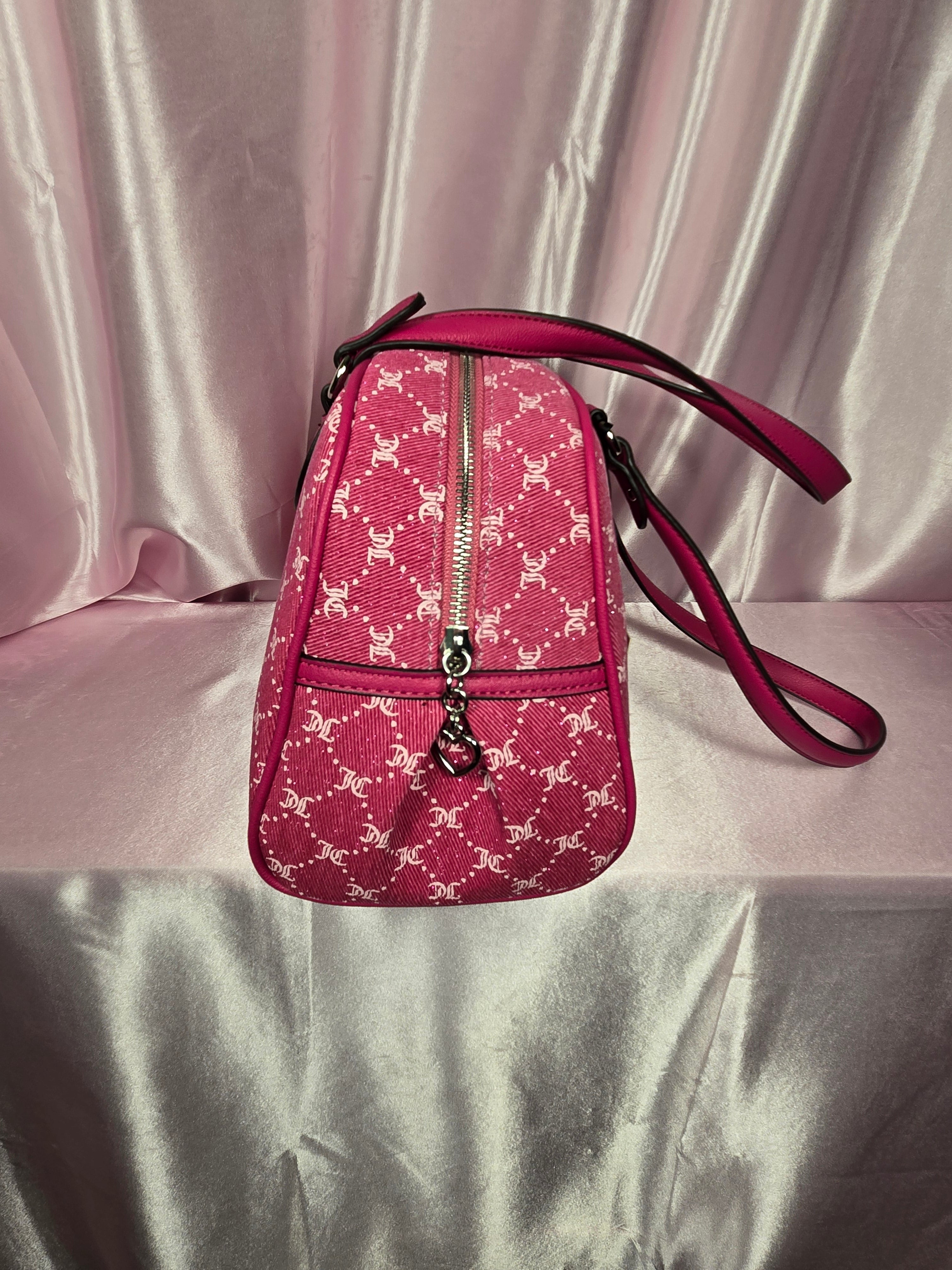 Juicy Couture She's The Moment Satchel Raspberry Tart Pink Monogram Bow Bag Y2K