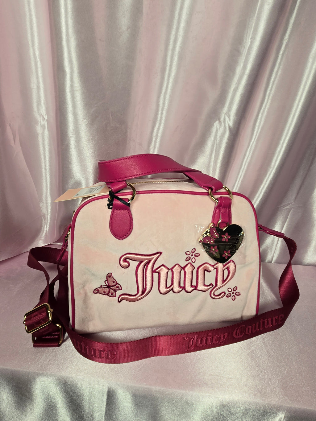 Juicy Couture Juicy In The Sky Satchel Flamingo Pink Crossbody Y2K Bag