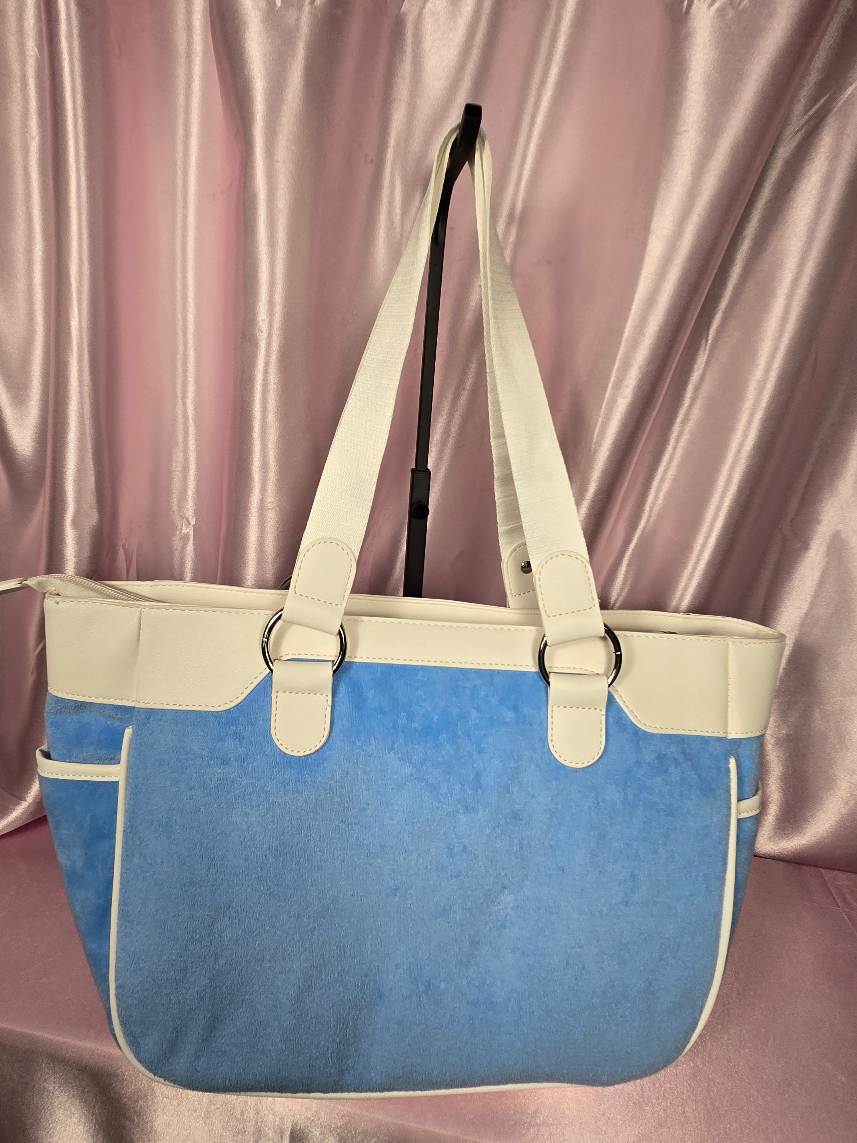 Juicy Couture Blue Gleam Velour Tote Bag | Y2K Baby Blue Shoulder Tote
