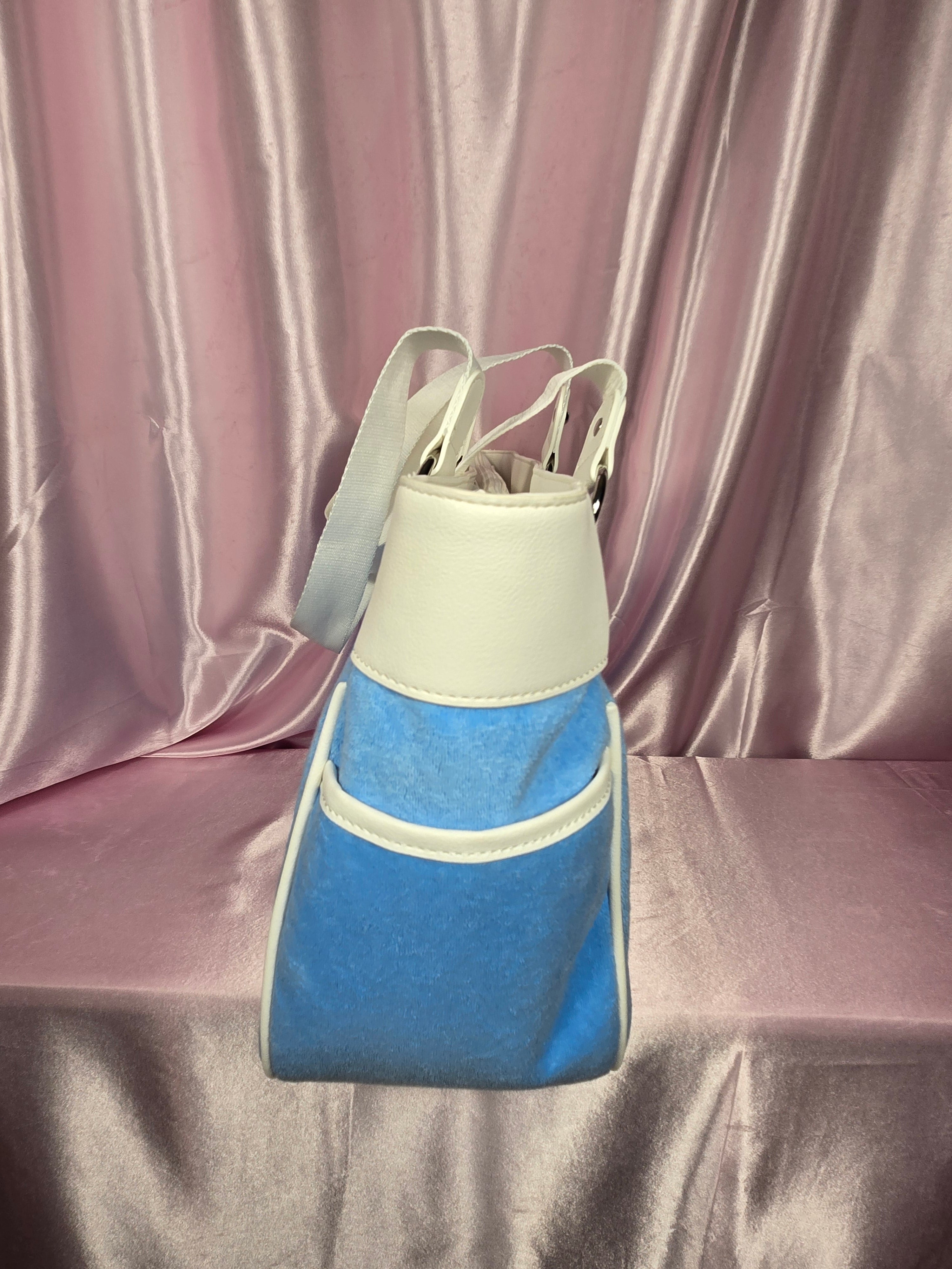 Juicy Couture Blue Gleam Velour Tote Bag | Y2K Baby Blue Shoulder Tote