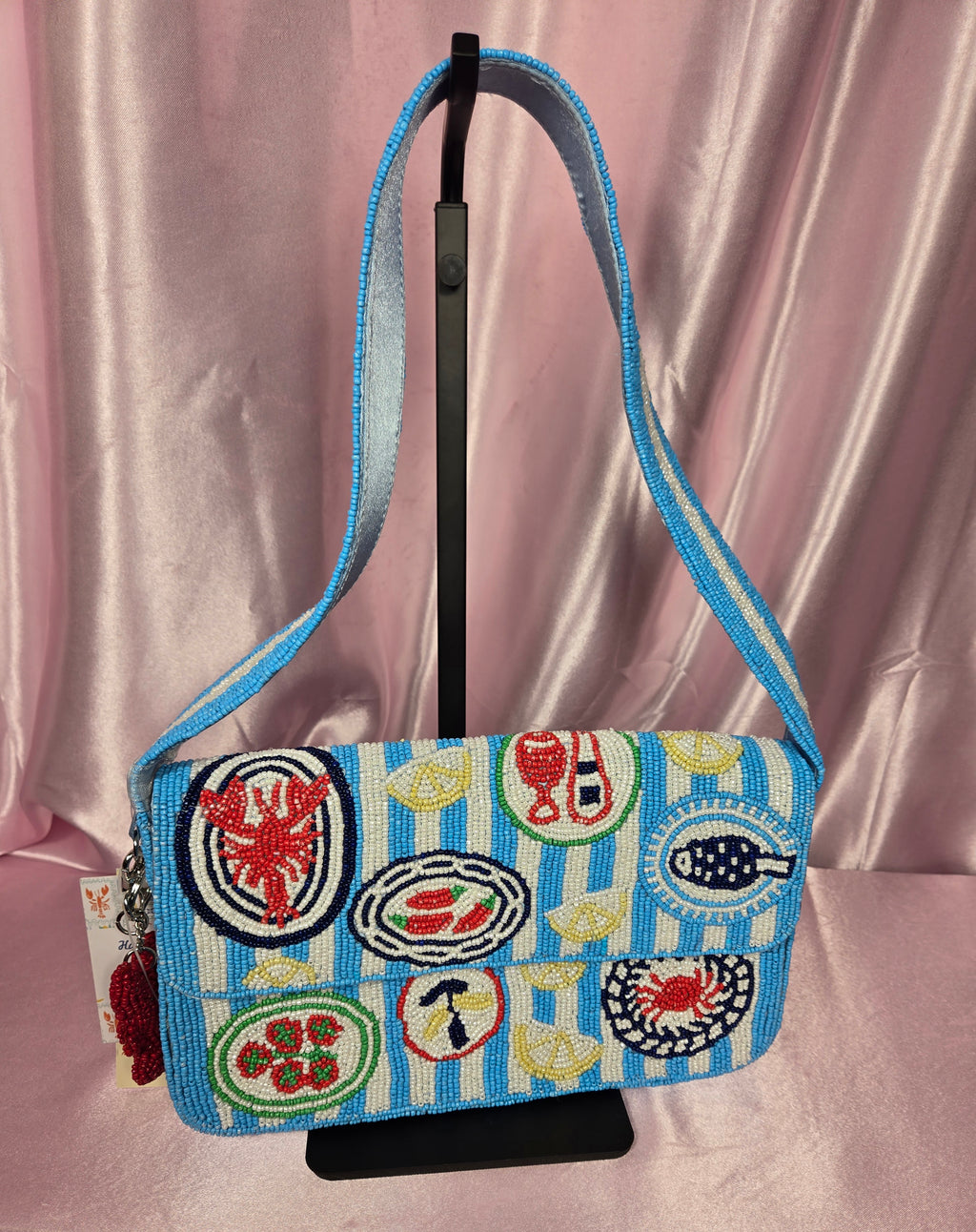 Coastal Chic Beaded Shoulder Bag 🦀 Amalfi Coast aesthetic