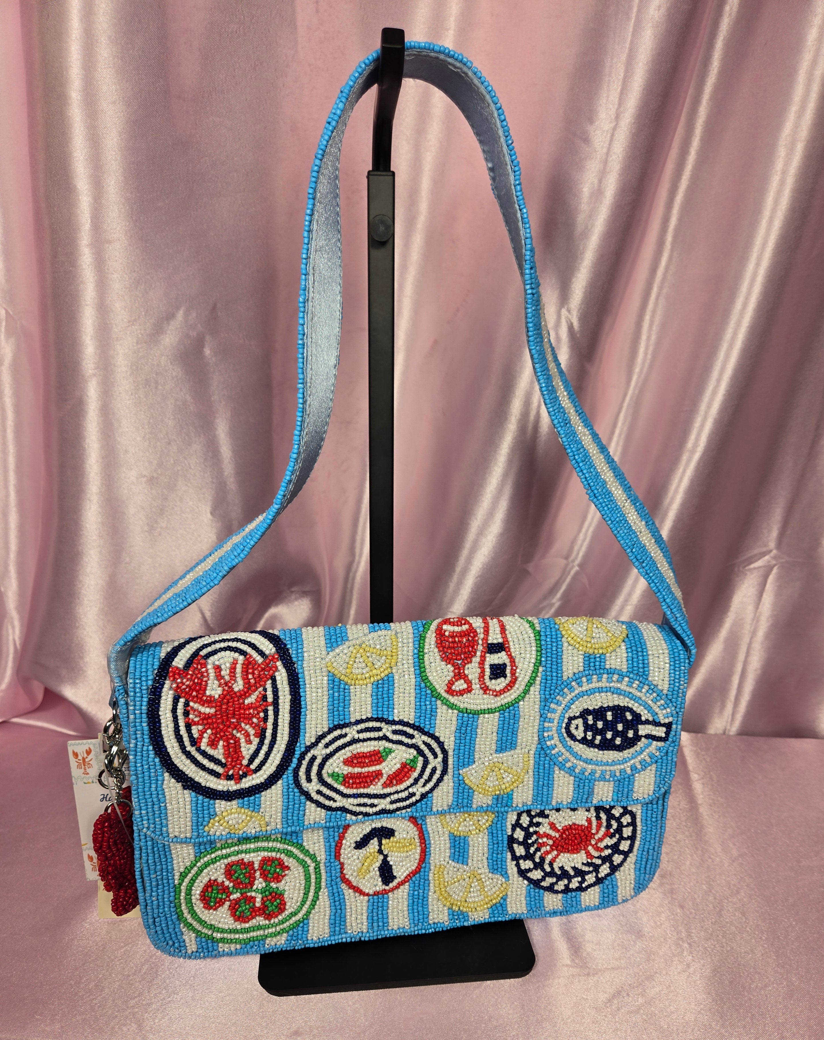 Coastal Chic Beaded Shoulder Bag 🦀 Amalfi Coast aesthetic