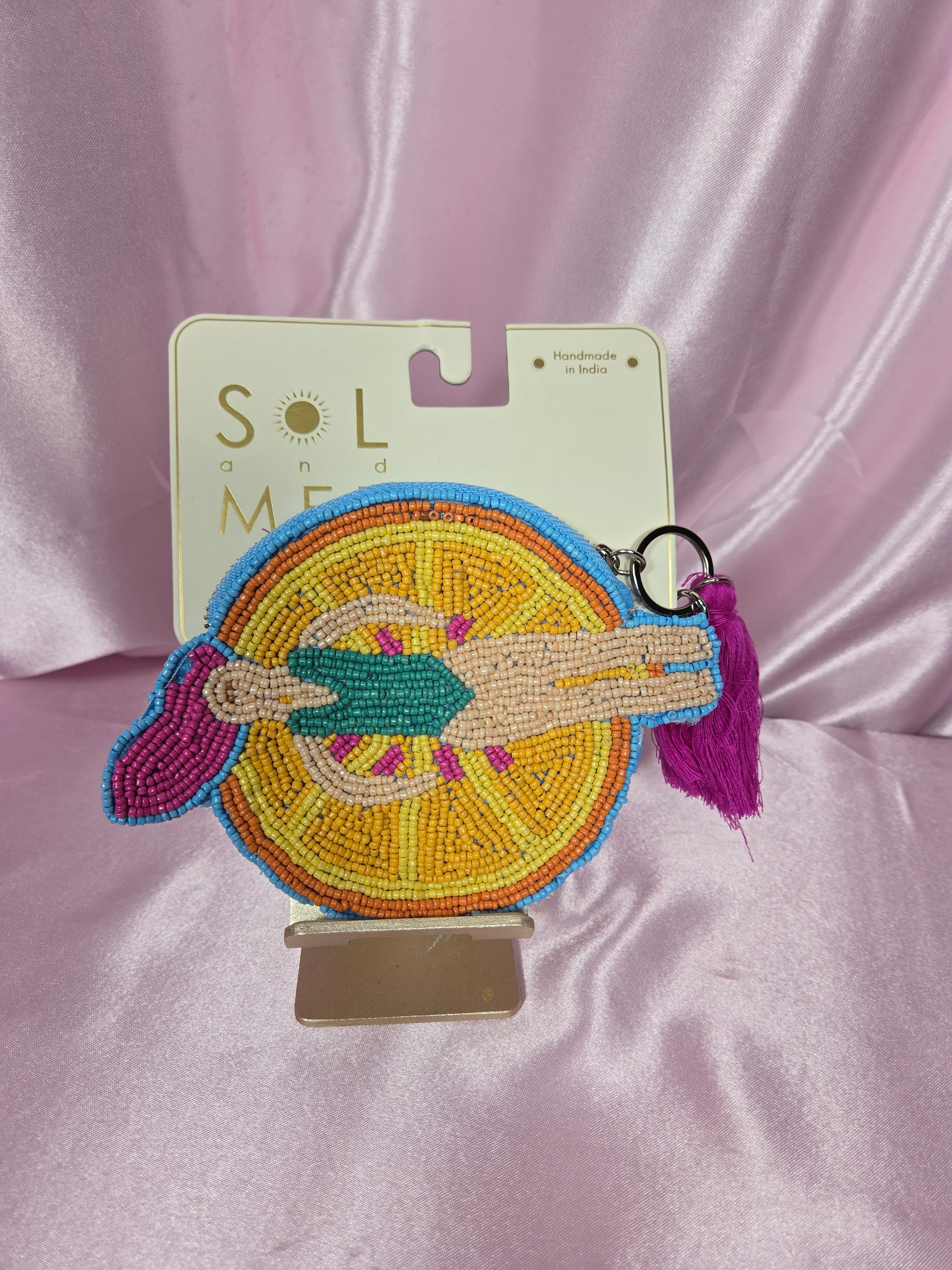 Beaded Lucky Hand Coin Purse Keychain | Colorful Boho Accessory
