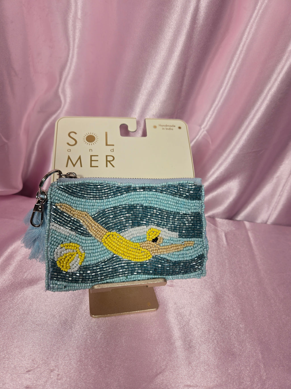 Beaded Swimmer Coin Purse Keychain | Coastal Beach Accessory