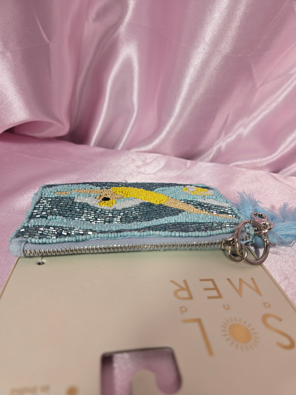 Beaded Swimmer Coin Purse Keychain | Coastal Beach Accessory