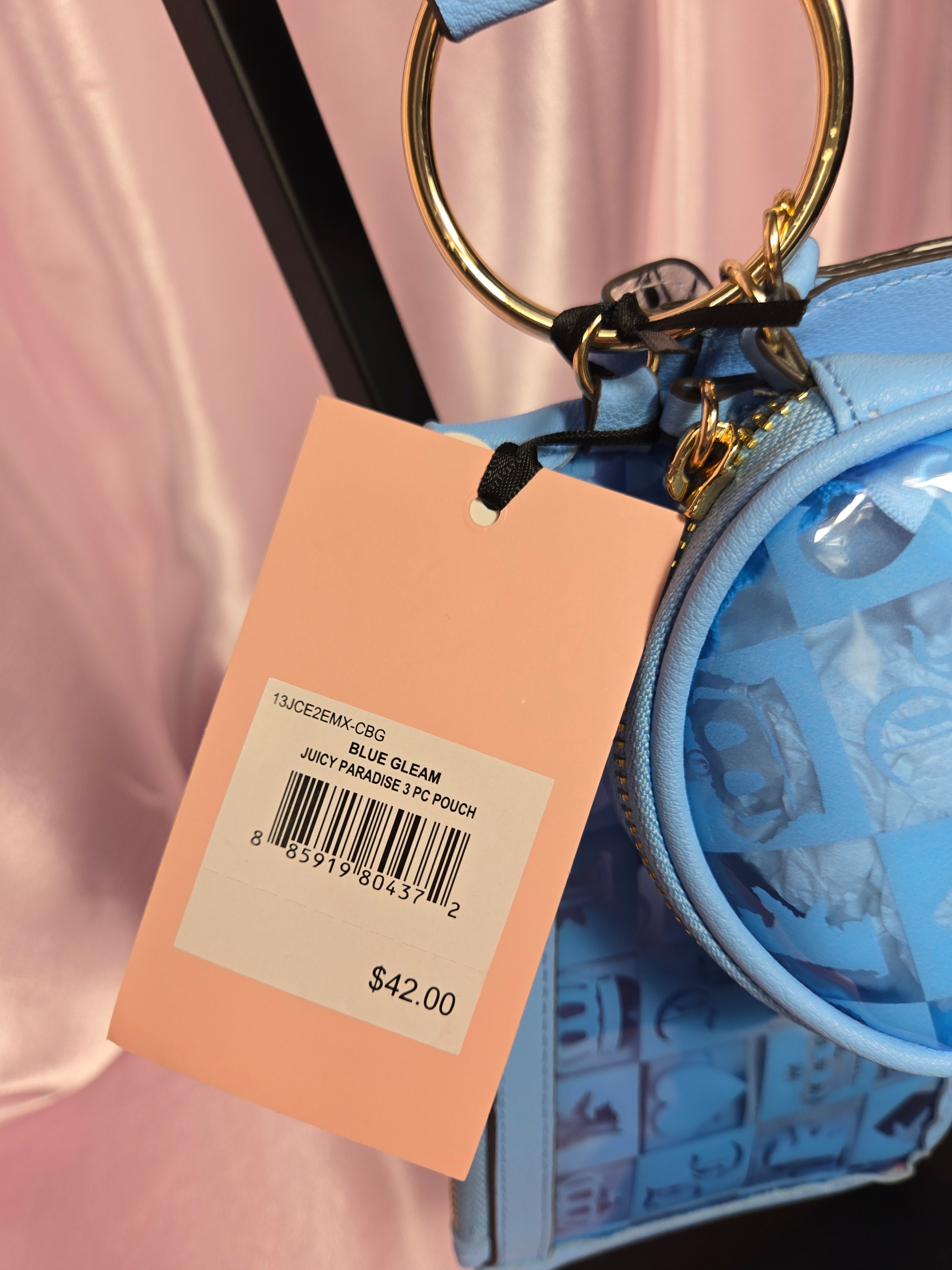 Juicy Couture Blue Gleam Paradise 3-Piece Pouch Wristlet Set Y2K