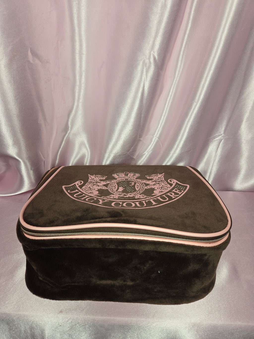 Juicy Couture Brown Velour Travel Organizer Hanging Cosmetic Case Y2K