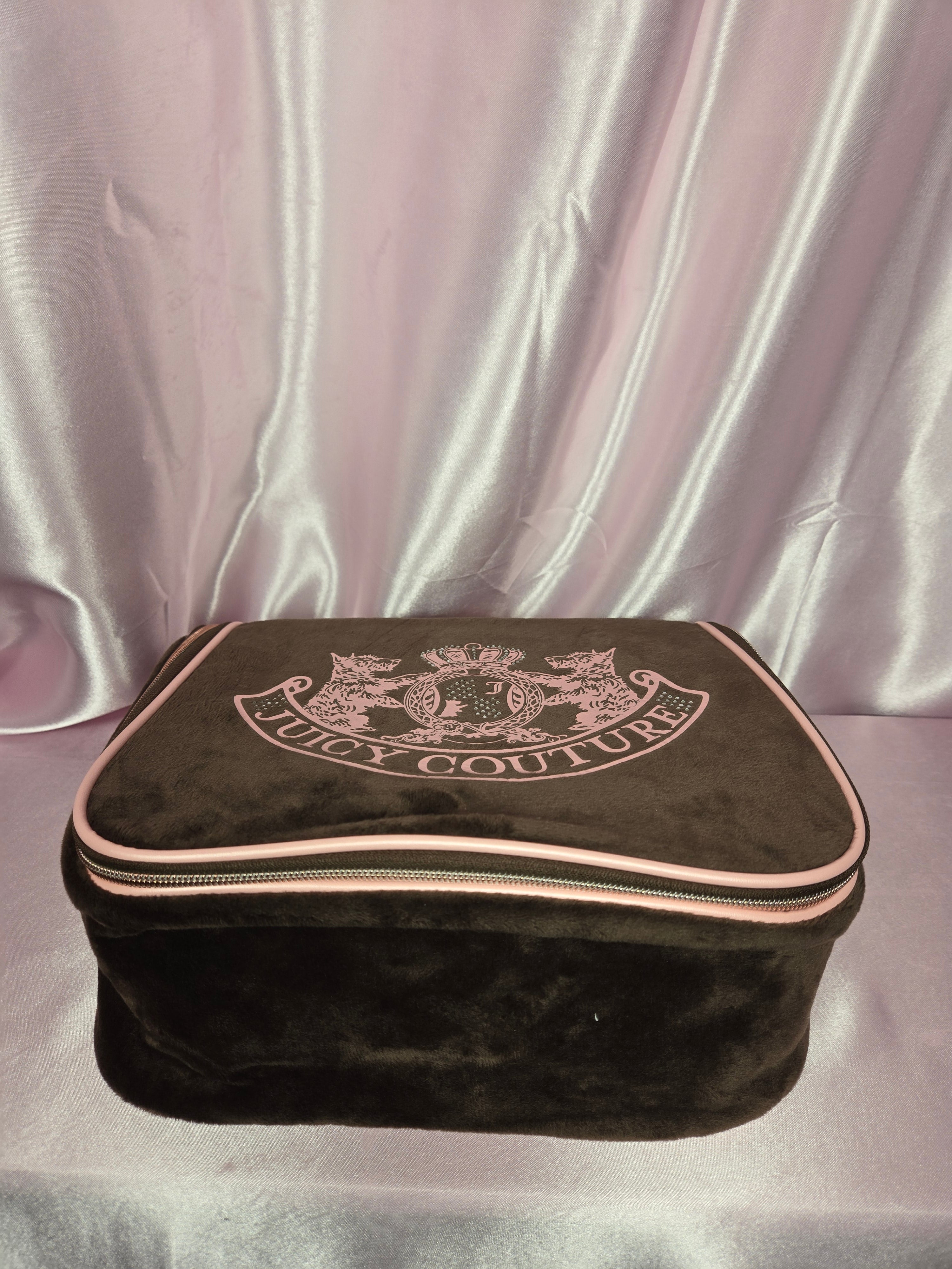 Juicy Couture Brown Velour Travel Organizer Hanging Cosmetic Case Y2K