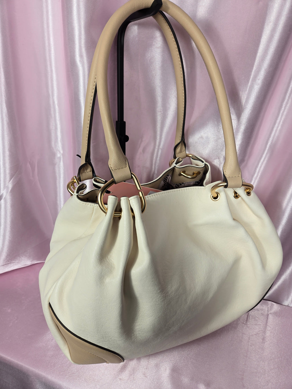 Juicy Couture Royal To Juicy Satchel Bag Soft White Cream Heart Lock Key Charm