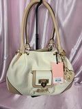 Juicy Couture Royal To Juicy Satchel Bag Soft White Cream Heart Lock Key Charm