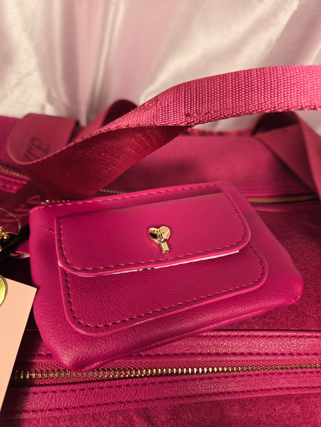 Juicy Couture Angel Weekender Bag NWT | Raspberry Tart Pink Velour Duffle w/ Matching Card Holder