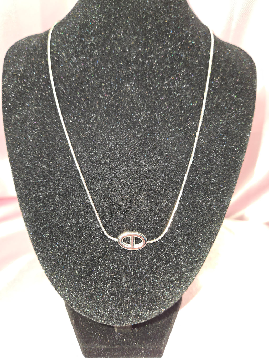 Silver Tone Lux Inspired Pendant Necklace Minimalist Jewelry