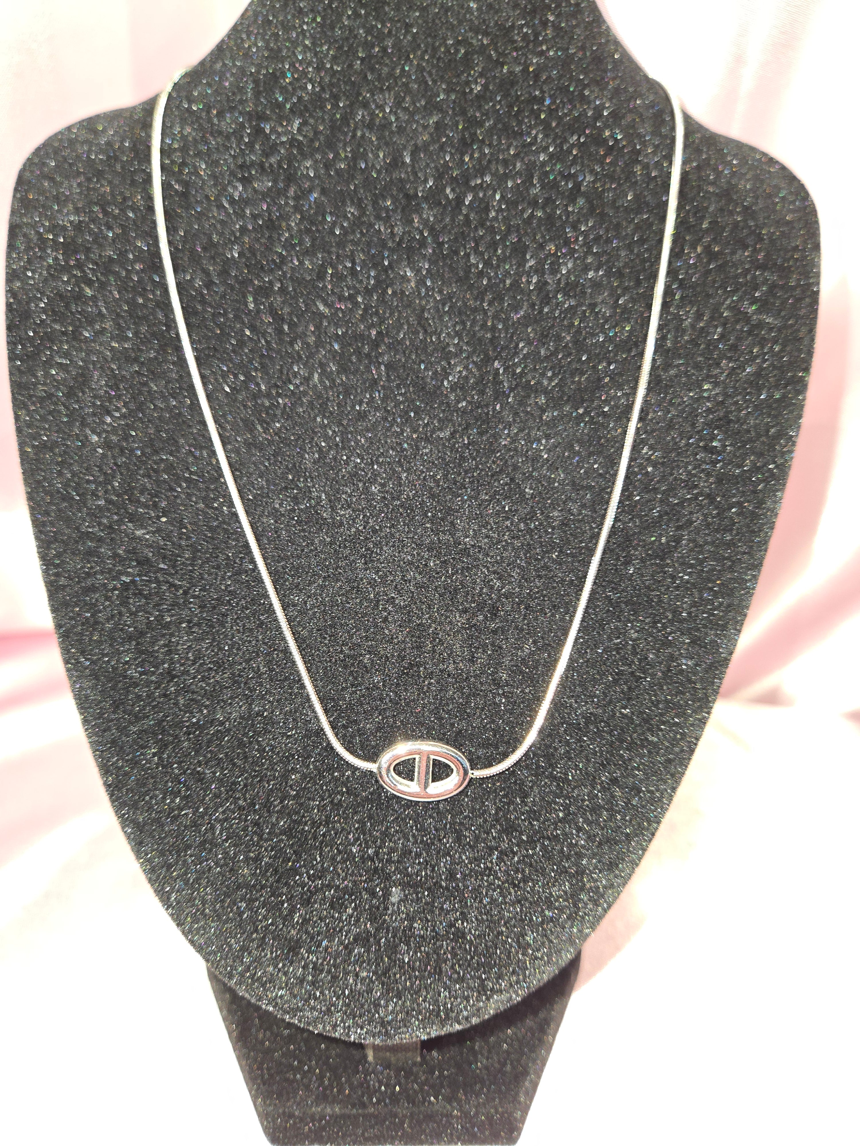 Silver Tone Lux Inspired Pendant Necklace Minimalist Jewelry