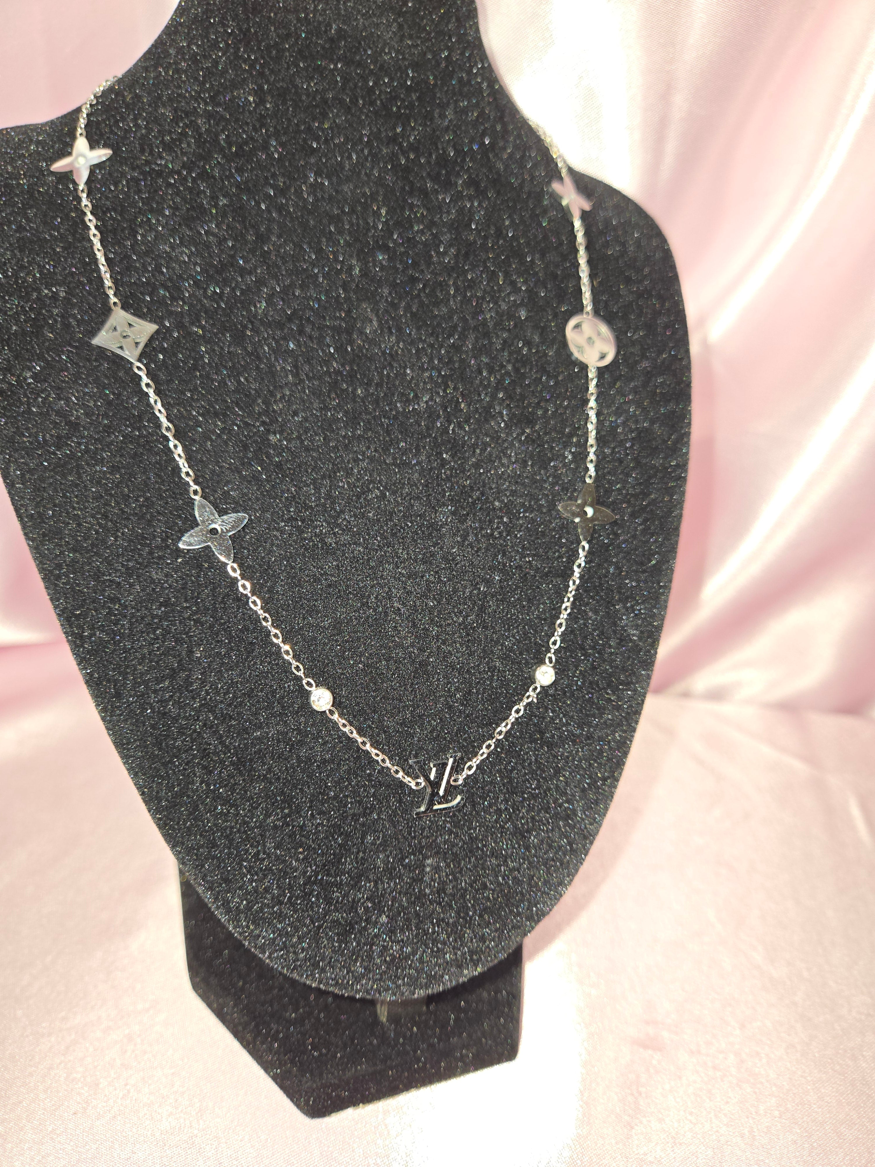 Silver Tone Designer-Inspired Monogram Necklace