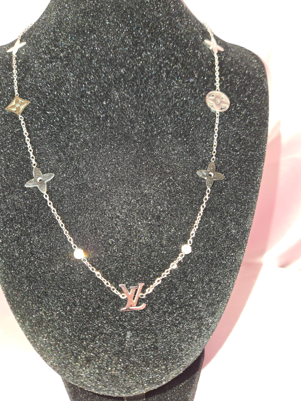 Silver Tone Designer-Inspired Monogram Necklace