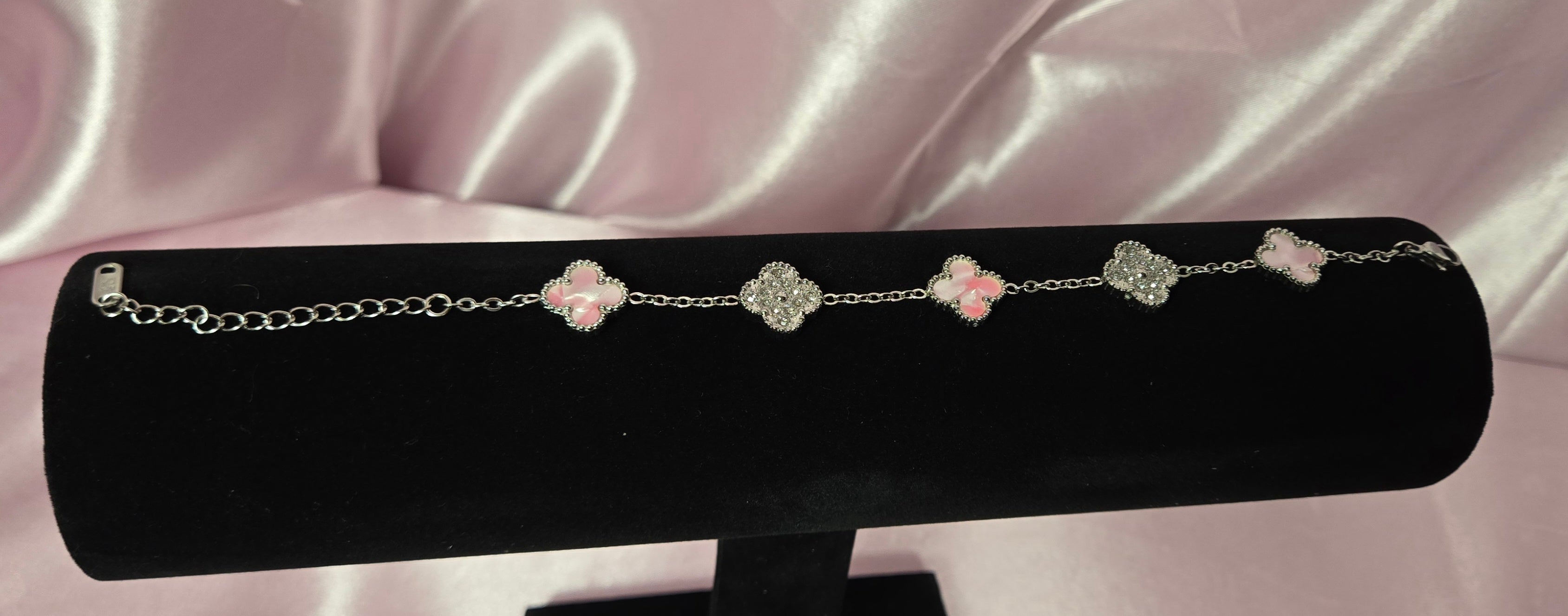 Silver Tone Floral Crystal Bracelet