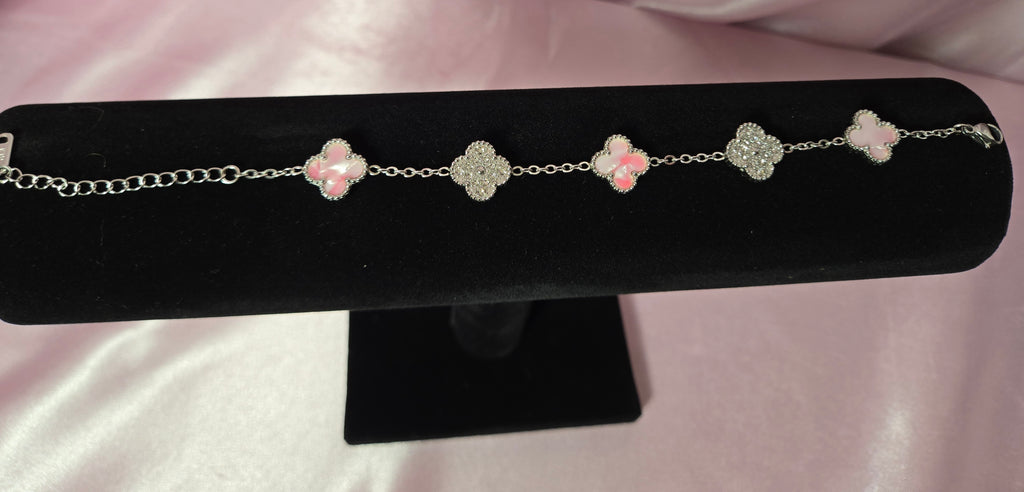 Silver Tone Floral Crystal Bracelet