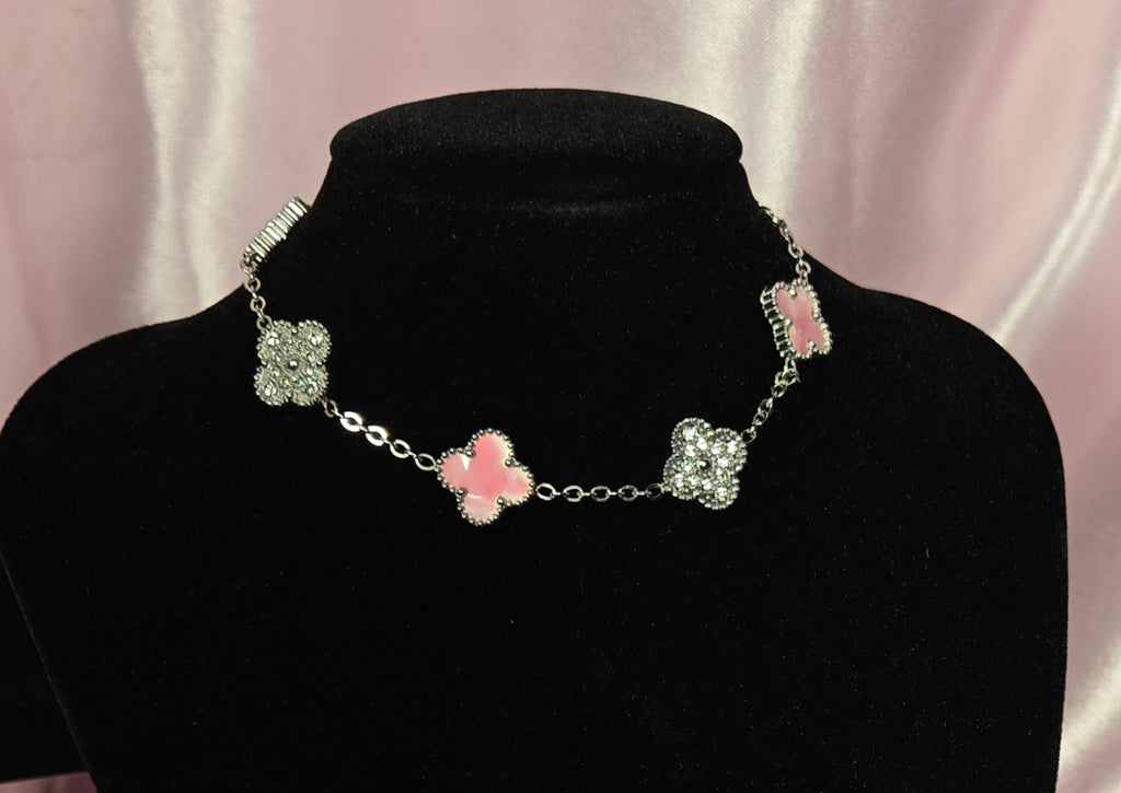 Silver Tone Floral Crystal Bracelet