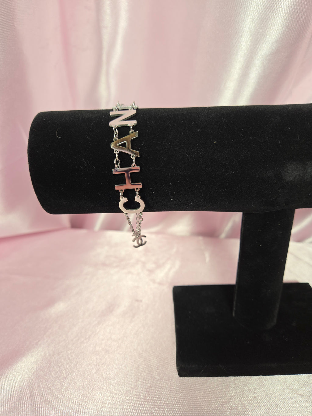 Designer Inspired Silver Tone Letter Bracelet Statement Jewelry