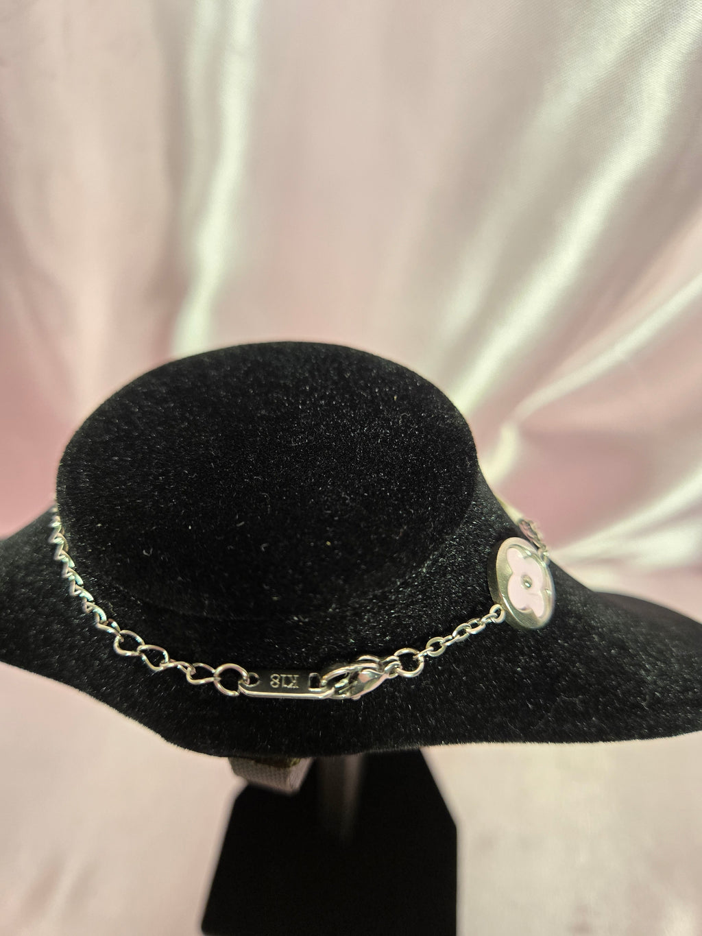 S925 Sterling Silver Lux LuLu Inspired Pink Floral Bracelet | Mother of Pearl Inspired Charm Bracelet