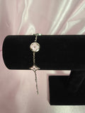 S925 Sterling Silver Lux LuLu Inspired Pink Floral Bracelet | Mother of Pearl Inspired Charm Bracelet