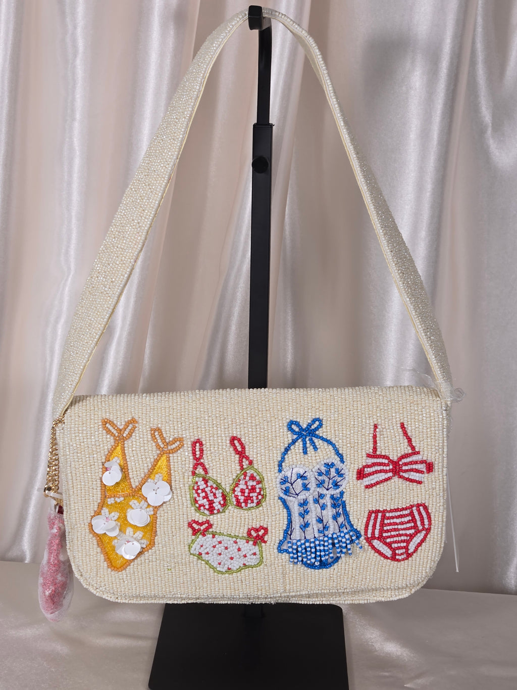 Poolside Daydreams Hand-Beaded Shoulder Bag | Coastal Resort Statement Purse