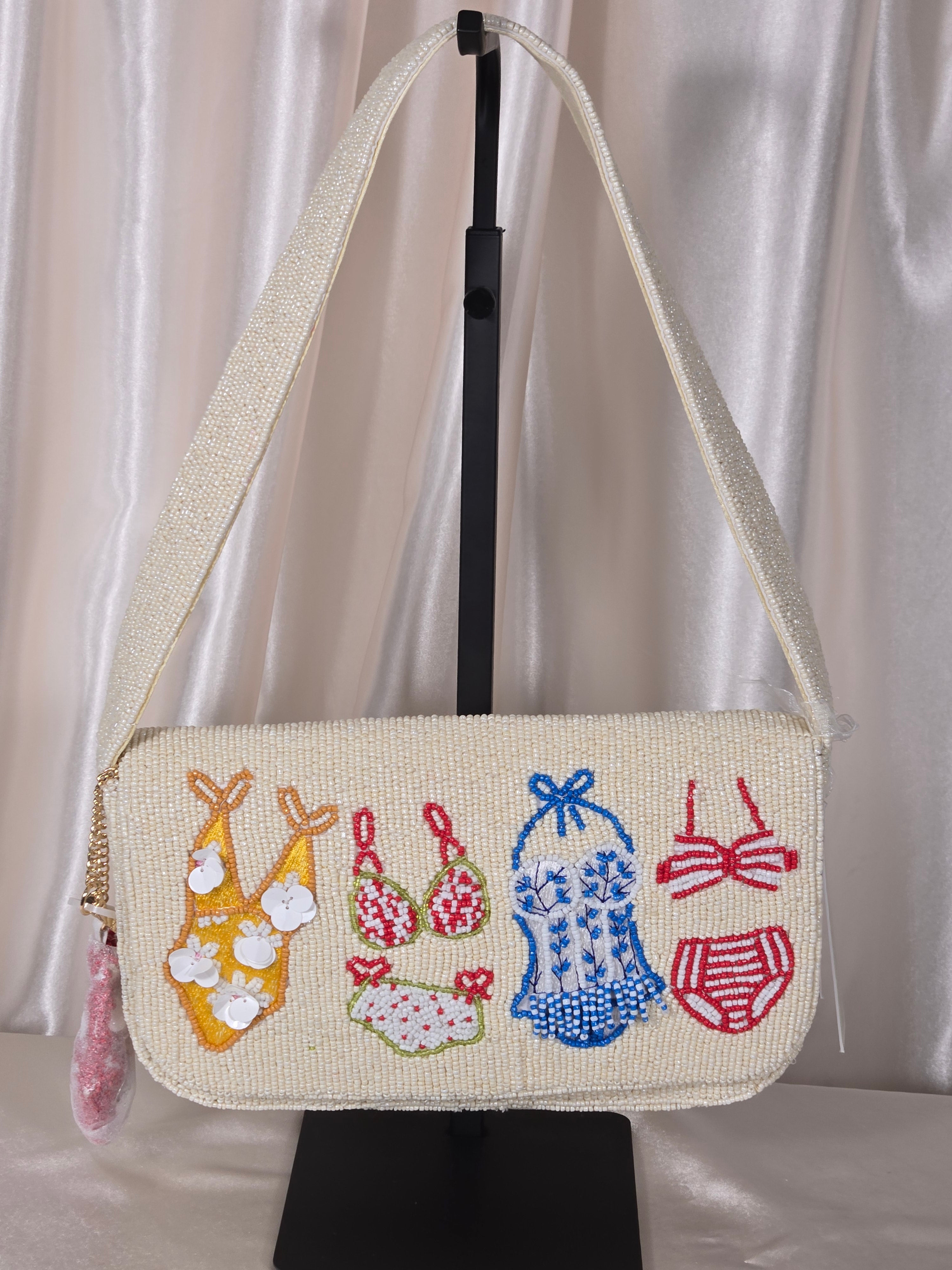 Poolside Daydreams Hand-Beaded Shoulder Bag | Coastal Resort Statement Purse