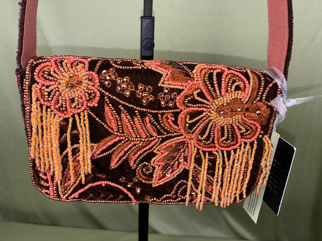 Suede & Beaded Fringe Shoulder Bag