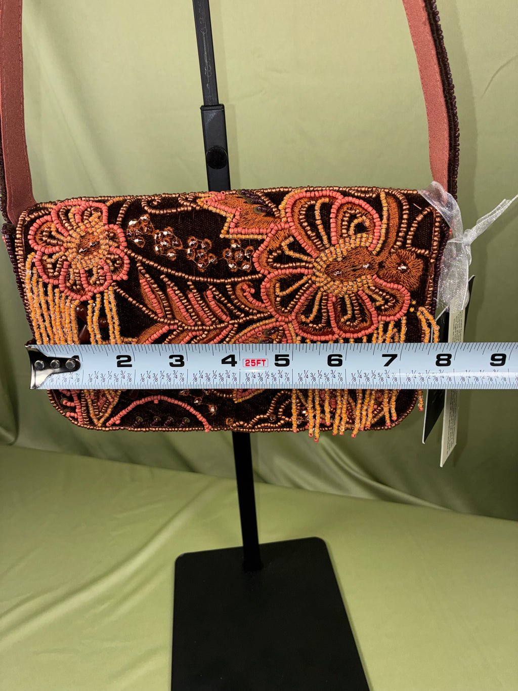 Suede & Beaded Fringe Shoulder Bag