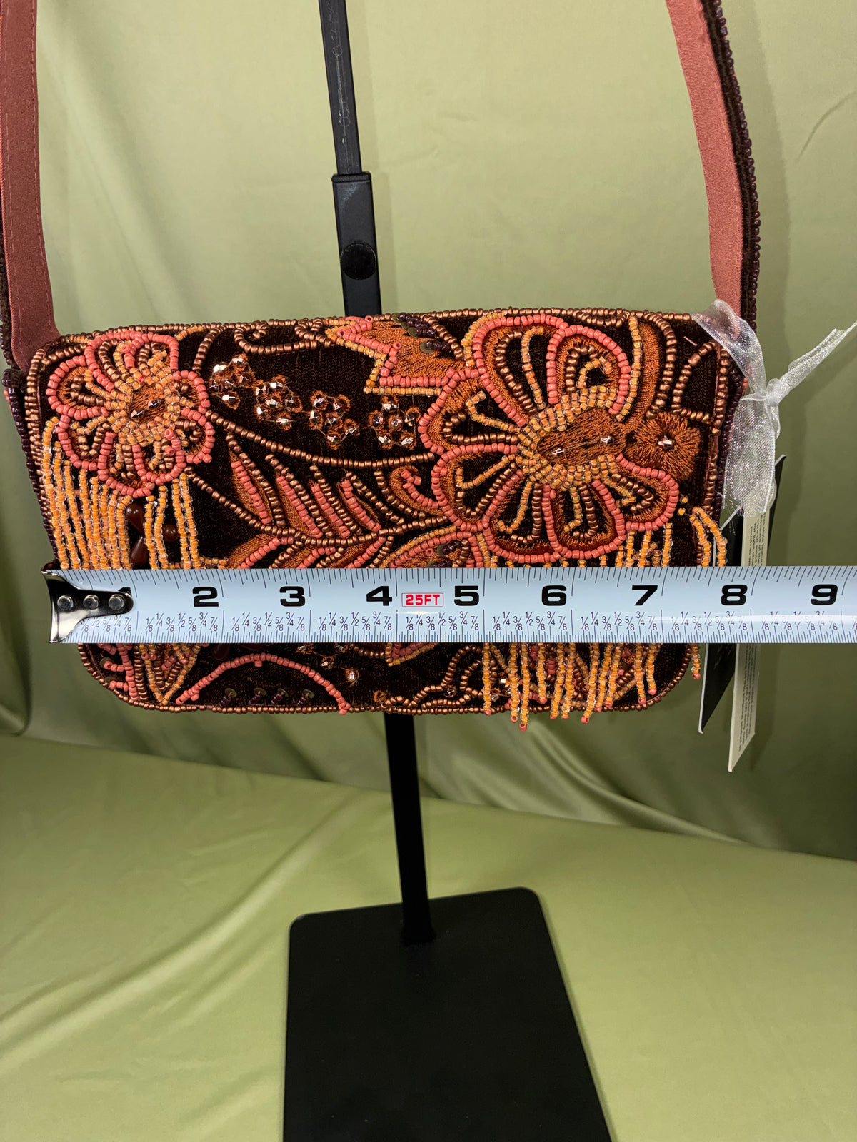 Suede & Beaded Fringe Shoulder Bag