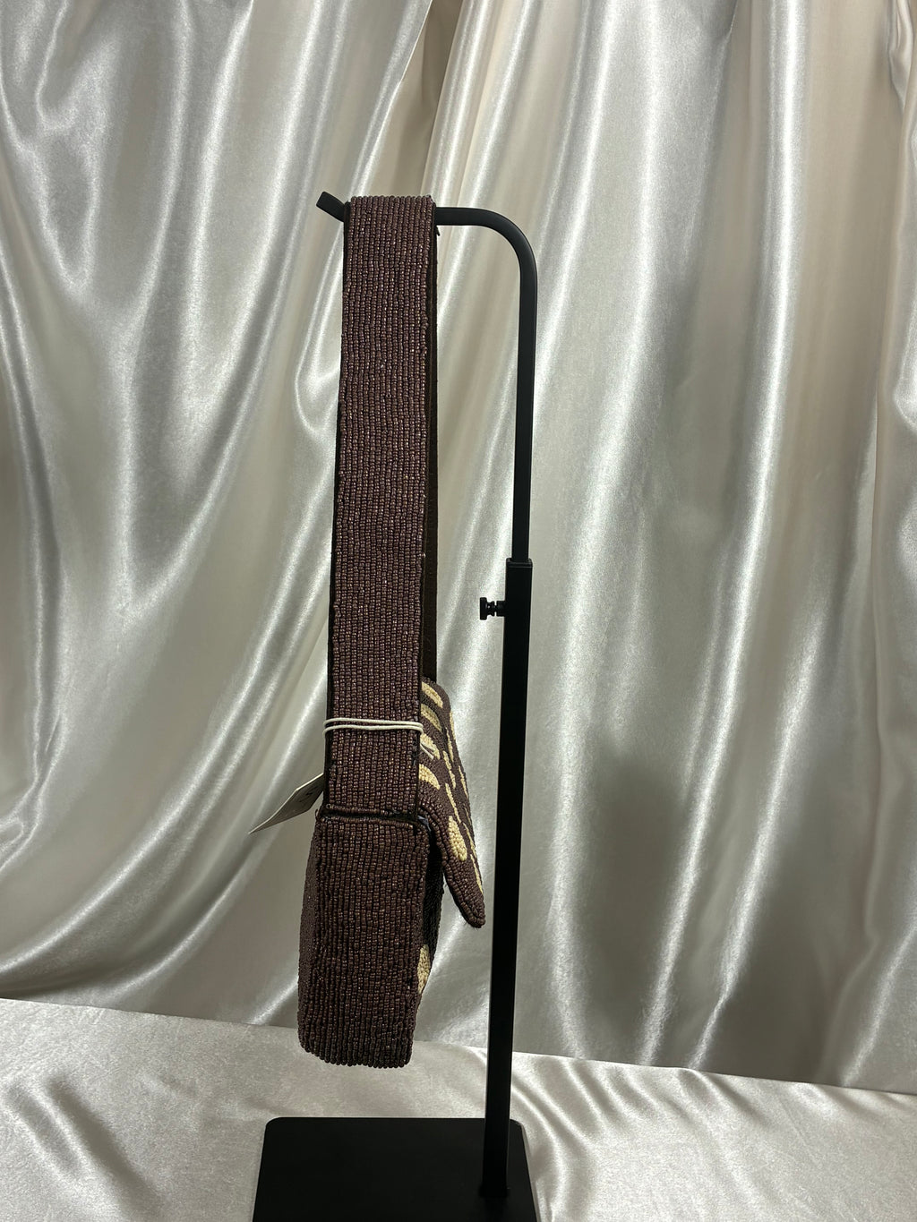 Handmade Beaded Polka Dot Shoulder Bag | Chocolate Brown &amp; Ivory Statement Purse | Classic Vintage-Inspired Handbag