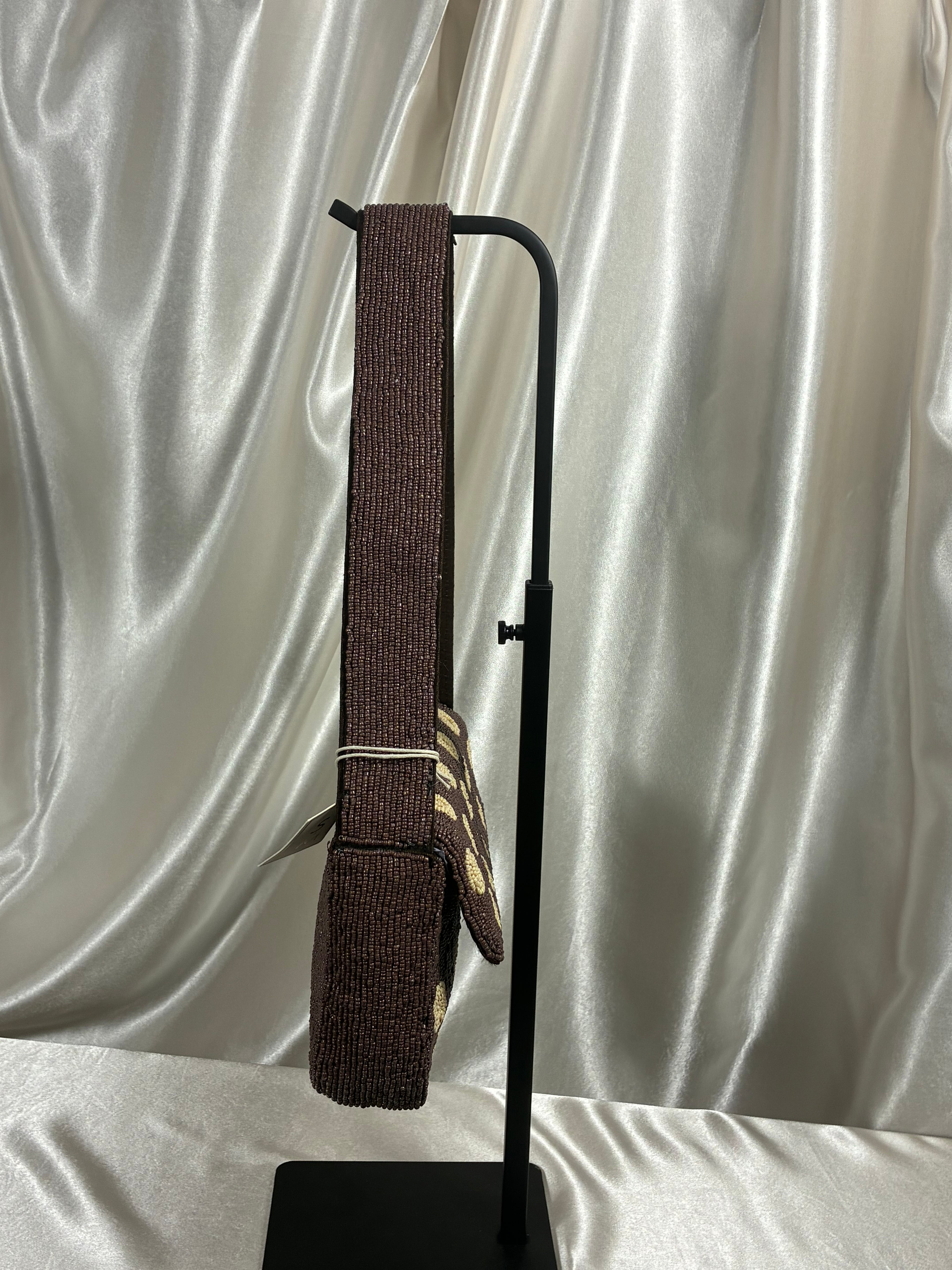 Handmade Beaded Polka Dot Shoulder Bag | Chocolate Brown &amp; Ivory Statement Purse | Classic Vintage-Inspired Handbag