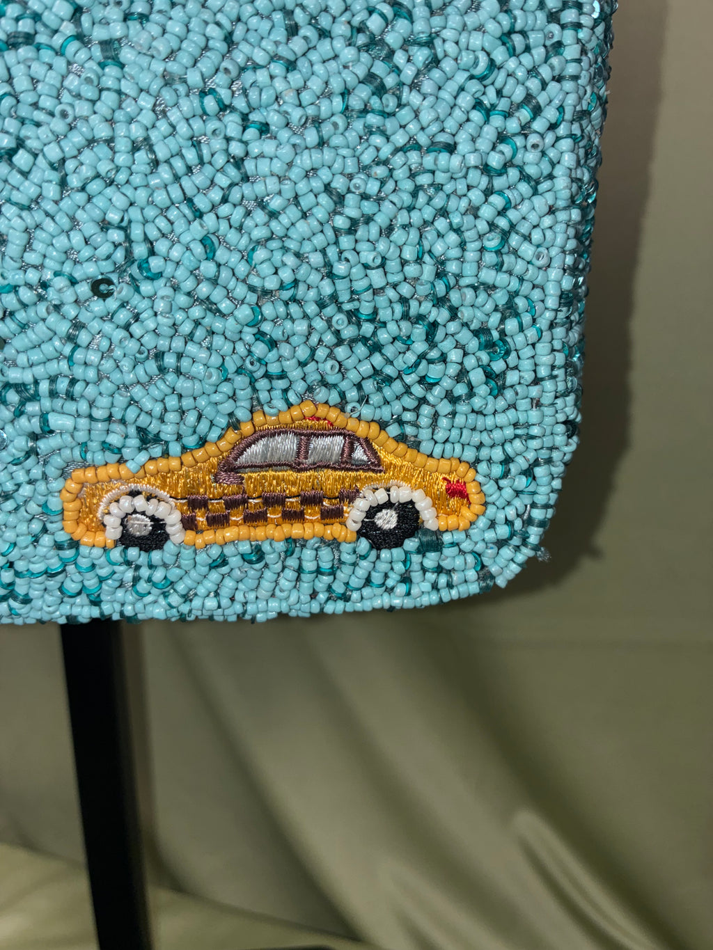 Beaded NYC Cityscape Shoulder Bag