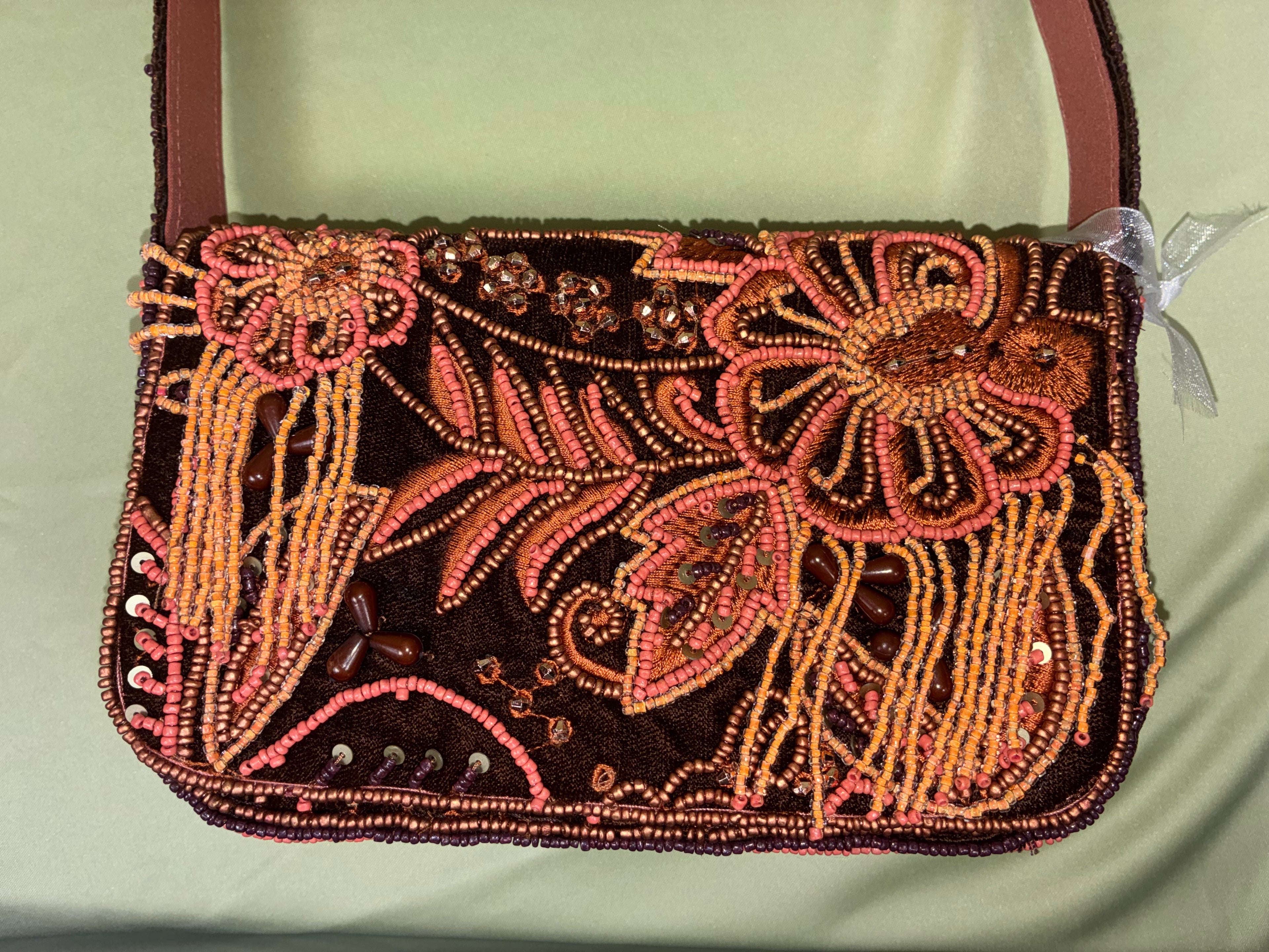 Suede & Beaded Fringe Shoulder Bag