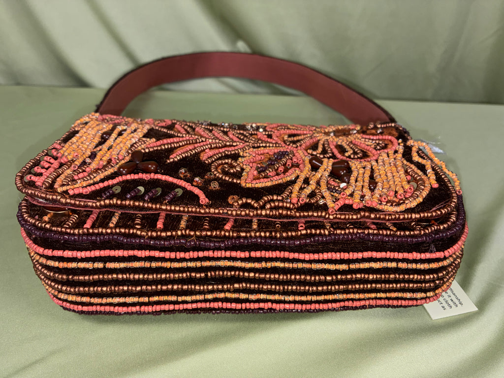 Suede & Beaded Fringe Shoulder Bag