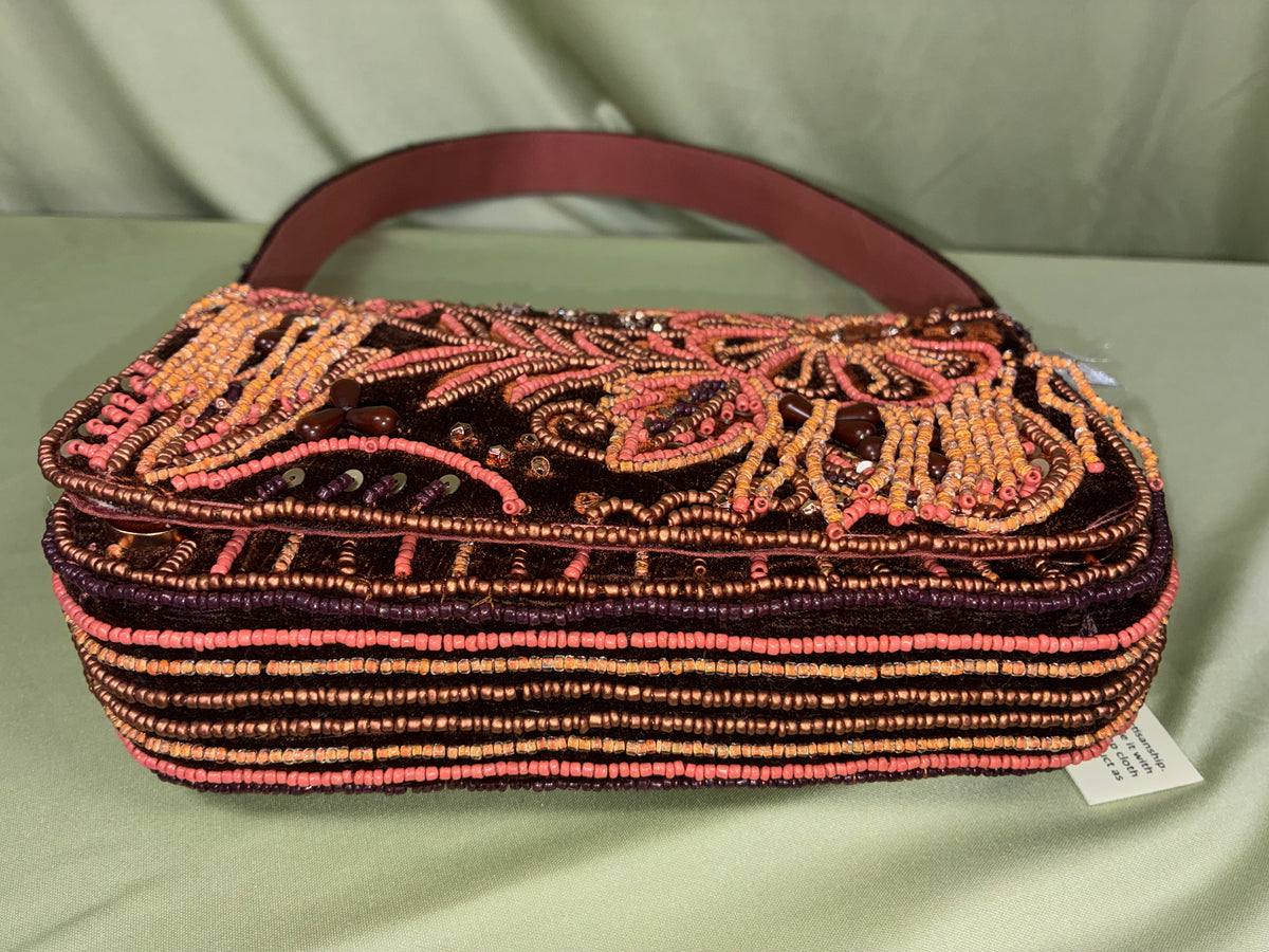 Suede & Beaded Fringe Shoulder Bag