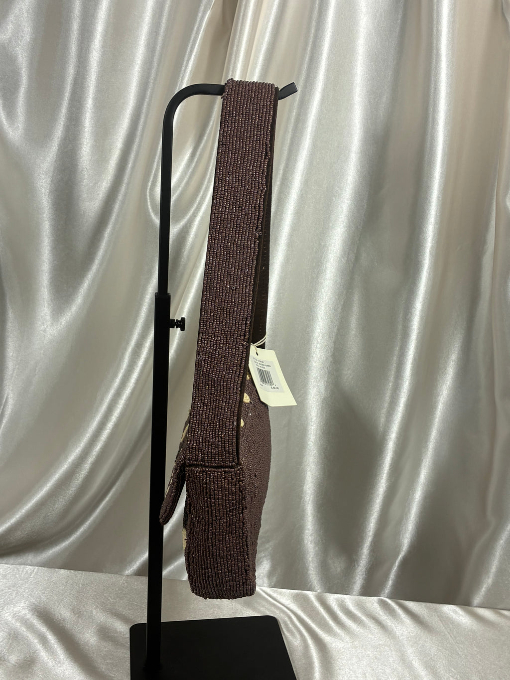 Handmade Beaded Polka Dot Shoulder Bag | Chocolate Brown &amp; Ivory Statement Purse | Classic Vintage-Inspired Handbag