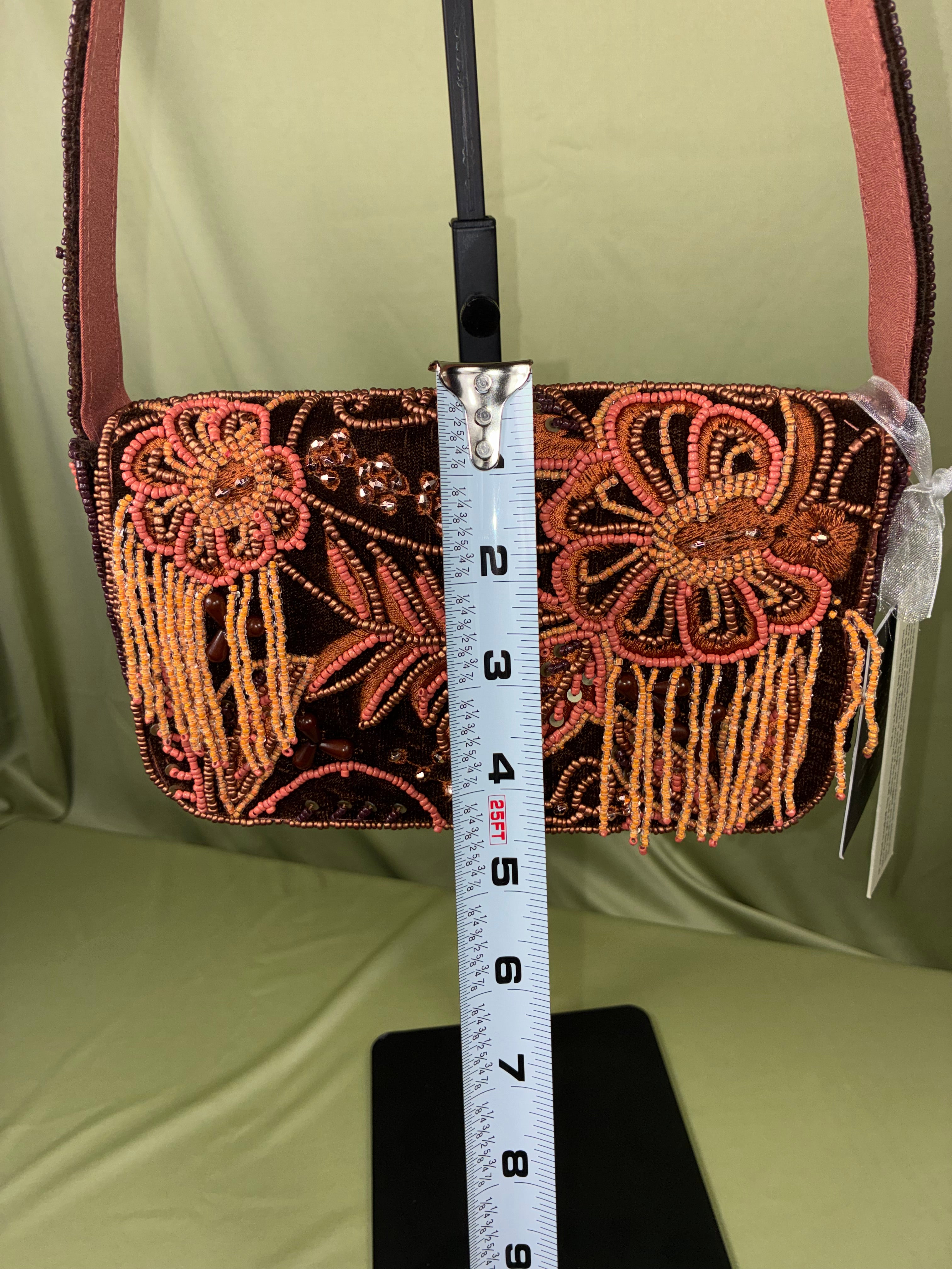Suede & Beaded Fringe Shoulder Bag