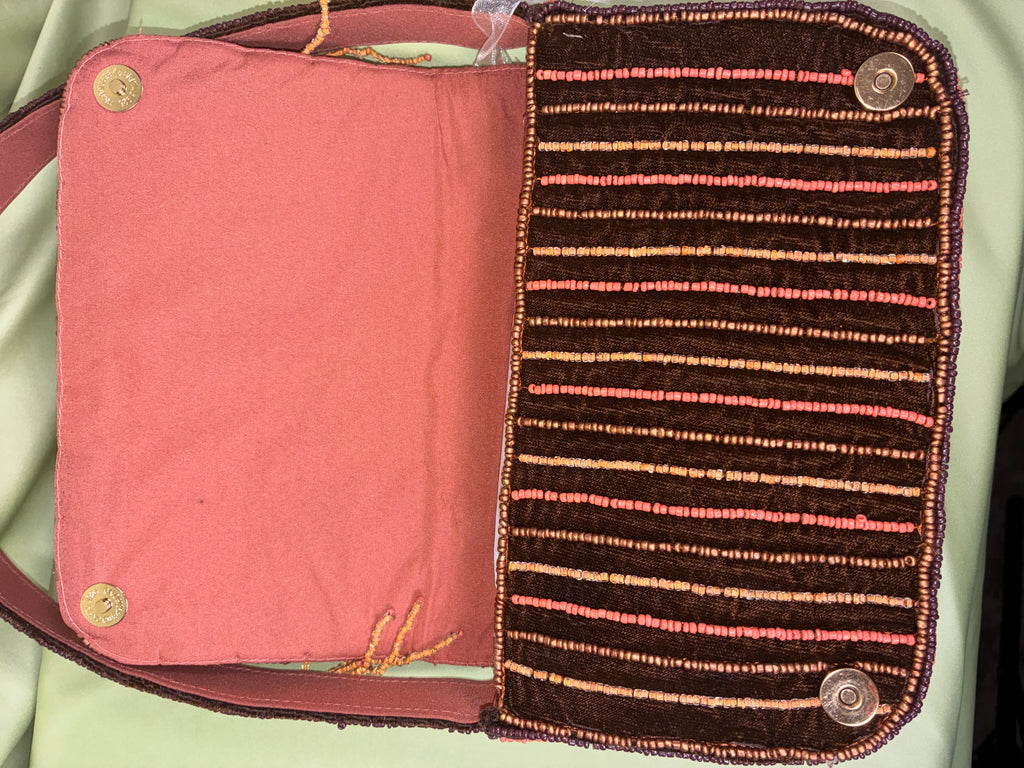 Suede & Beaded Fringe Shoulder Bag