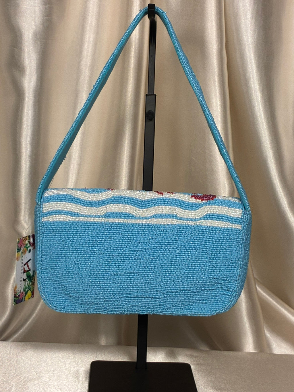 India Handmade Coastal Crab Beaded Shoulder Bag
