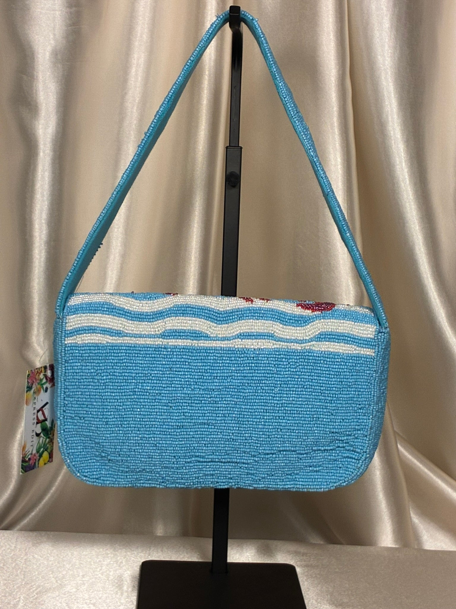 India Handmade Coastal Crab Beaded Shoulder Bag