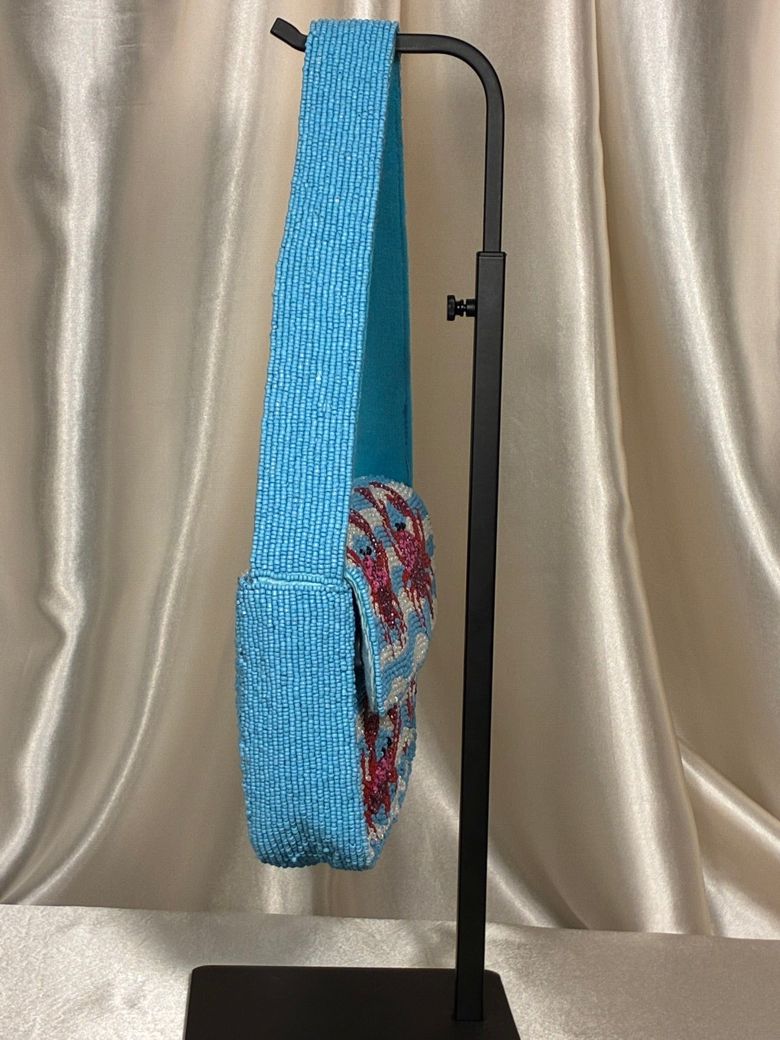 India Handmade Coastal Crab Beaded Shoulder Bag